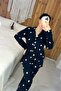 Black Color Long Sleeve Seasonal Cotton Fabric Wide Fit Heart Patterned Maternity Pajama Set - 2