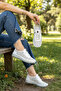 Women's White Genuine Leather Perforated Design Sneakers - Otja