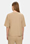 Jayla Dark Beige Crew Neck Seersucker Printed Soft Textured Modal Fabric Loose Fit Women's Tshirt - 4