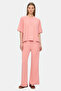 Jayla Pink Crew Neck Seersucker Printed Soft Textured Modal Fabric Loose Fit Women's Tshirt - 3