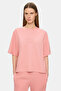 Jayla Pink Crew Neck Seersucker Printed Soft Textured Modal Fabric Loose Fit Women's Tshirt