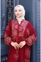 Balloon sleeve viscose dress 5581-03 burgundy - 4
