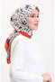 وشاح ناعم منقوش 70249-04 برتقالي أخضر داكن - 2