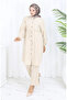 Gathered buttoned tunic pants double set 0115-05 beige - 2