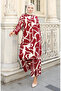 Viscose Fabric Tunic Trousers Double Set 0143-04 Claret Red