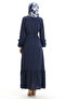 Aerobin Fabric Ruffle Detailed Dress 0023-11 Navy Blue - 6