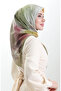 Karaca Patterned Natural Fiber Scarf 82018-07 Oil Green Plum - 3