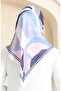 وشاح ناعم منقوش 70253-05 أزرق داكن رمادي - 3