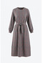 Plaid Patterned Belted Hijab Dress 2219-03 Navy Blue Red - 6