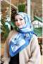 Floral patterned cotton cocoon scarf 70333-05 light petrol grey - 2