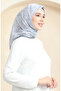 وشاح ناعم منقوش 70244-05 رمادي أبيض - 2