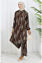 Viscose Fabric Tunic Trousers Double Set 0132-01 Brown - 2