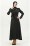 Glittery Linen Belted Dress 81857-01 Black - 2