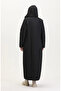 معطف مبطن بغطاء للرأس مقاس كبير 6134-04 أسود - 6