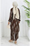 Viscose Fabric Tunic Trousers Double Set 0132-01 Brown - 6