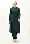 Slit Tunic Trousers Double Set 0664-01 Emerald Green - 2