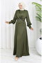 Katmerli satin evening dress 6001-04 khaki - 2