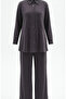 Shirt Collar Buttoned Tunic Trousers Two Piece Set 2210-01 Anthracite - 6