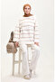 Striped Knitwear Set 3083-04 Cream - 2