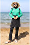 Two Color 4 Piece Full Covered Activity Hijab Swimsuit 2508-04 Green Black