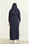 One Piece Practical Children's Prayer Dress with Headscarf 1985-07 Navy Blue - 4