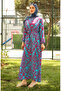 Print Belted Viscose Dress 0439-03 Petrol - 3