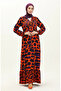 Colorful Garnished Viscose Dress 0146-01 Orange Purple - 2