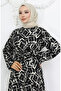 Viscose Fabric Sleeve Elastic Dress 2006-04 Black White - 3