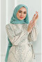 Patterned belted linen dress 0471e-03 beige green - 3