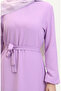 Elastic sleeve belted dress 1015-07 lilac - 4
