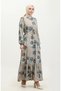 Floral Belted Dress 0373-01 Taupe color - 2