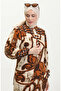 Viscose Color Paneled Half-Buttoned Dress 0396-01 Tan Beige - 5
