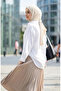 Elastic Waist Pleated Skirt 0213-12 Mink - 4