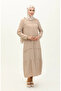 Aerobin fabric pleated dress 6595-02 beige - 2