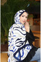 شال كابري منقوش 70347-02 أزرق داكن أزرق بلون الكوبالت - 2