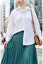 Elastic Waist Pleated Skirt 0213-13 Green - 4