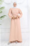 Crepe Fabric Sleeve Elastic Dress 0029-10 Salmon - 2