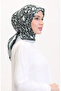 وشاح ناعم منقوش 70261-10 رمادي أسود - 2