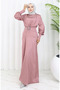 Layered Satin Evening Dress 6001-05 Rose Pink
