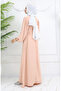 Crepe Fabric Sleeve Elastic Dress 0029-10 Salmon - 5