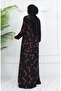 Viscose Fabric Elastic Sleeve Dress 0032-02 Black Tile - 5