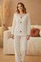 Women's 15997 Ribbed Knit 100% Cotton Long Sleeve Pajamas Set