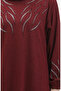 Stoned Dress with Elastic Sleeves 0547-01 Claret Red - 4