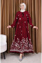 Viscose Patterned Dress 4080-03 Claret Red - 2