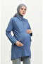 Tensel fabric pocketed maternity tunic 2700127-02 denim blue