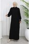 Knitwear Corded Fabric zipper detailed dress 0005-05 black - 2