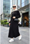 Ribbed Waist Hijab Dress 2185-01 Black