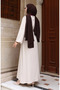 Corded Fabric Hijab Dress with Brooch and Lace Detail 0220-05 Beige - 6
