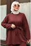 Lace Detailed Hijab Trouser Suit 2174-05 Brown - 4