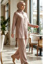 Shirt Collar Buttoned Tunic Trousers Two Piece Set 2210-03 Mink - 2